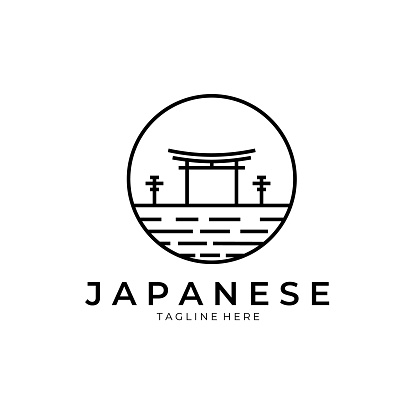 Japanese torii gate icon icon line art vector illustration design