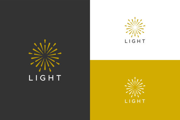 ilustrações de stock, clip art, desenhos animados e ícones de light sun modern and simple concept mobile app and web template symbol icon logo - sparks