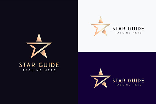 Star Guide Abstract Concept Business Entertainment and Education with Gold Color Logo