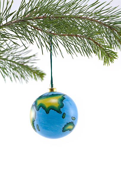 クリスマスのオーナメントアジア各国を示す - christmas australia asia globe ストックフォトと画像