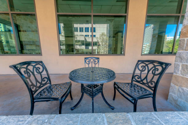 istock Coffee table with chairs and woven design at River Walk in San Antonio, Texas 1448069453