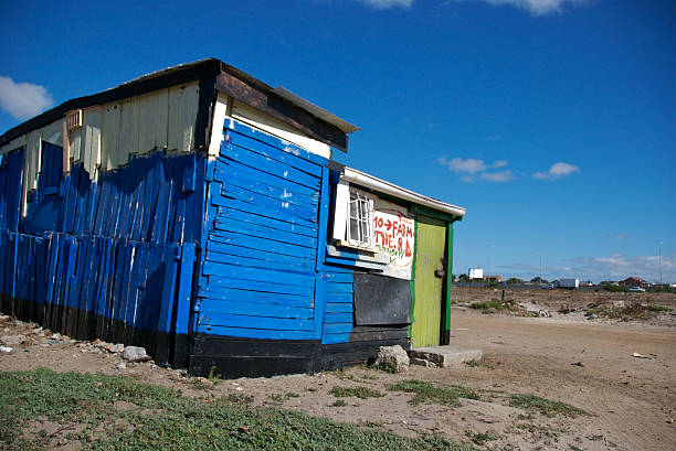 Colourful shack in Cape Town township stock photo