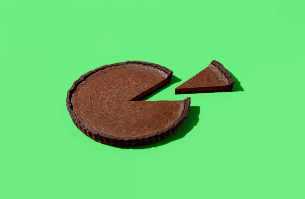 istock Chocolate pie isolated on a green background. Sliced chocolate cake 1448074749
