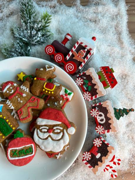istock Homemade gingerbread cookies with  toy train 1448076927