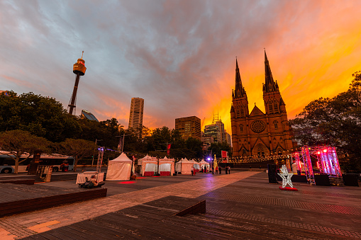 Sydney, Australia - December 7, 2022: Beautiful sunset view over Sydney city.