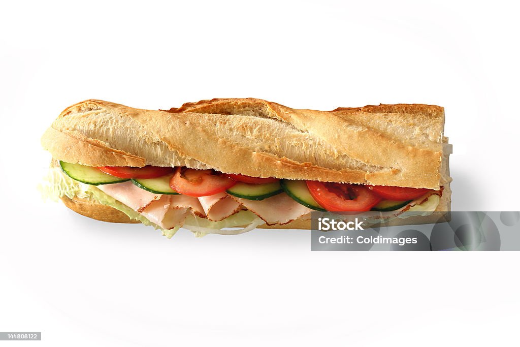 Sandwich baguette Baguette sandwich against a white background Baguette Stock Photo