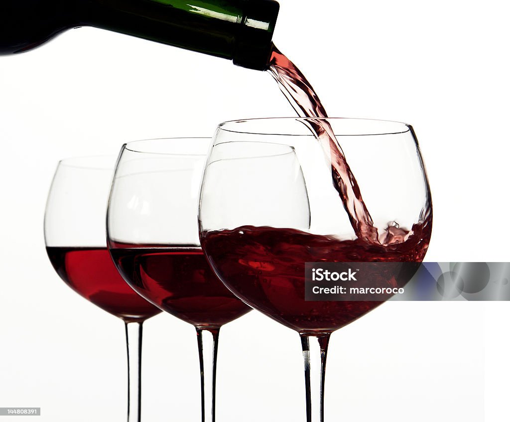 Vino rosso, versare - Foto stock royalty-free di Bicchiere