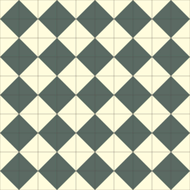 istock Simple abstract ornament of a floor tile. Green rhombuses on a square seamless pattern. 1448086329