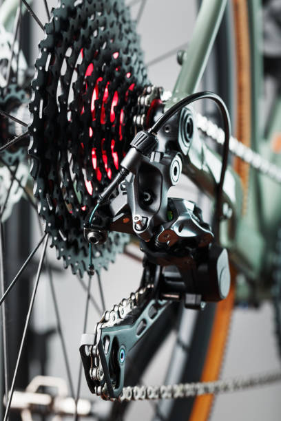 istock Bicycle crank system with chain close-up, mechanism for repair 1448090004