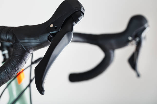 istock Highway bicycle handlebar in black winding and with brake gearshift knobs 1448090834