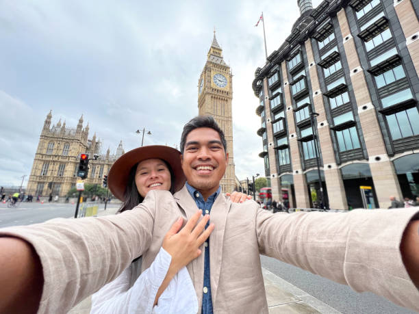 istock Diverse couple taking selfie in London 1448091843