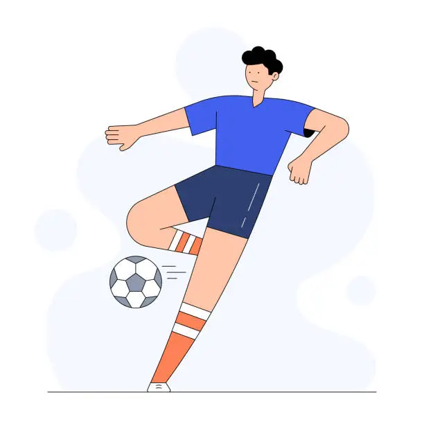 Vector illustration of Flat Design Vector Illustration of Football Player