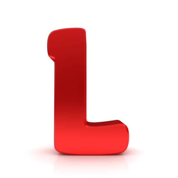 L letter red capital letter sign 3d rendering isolated on white background
