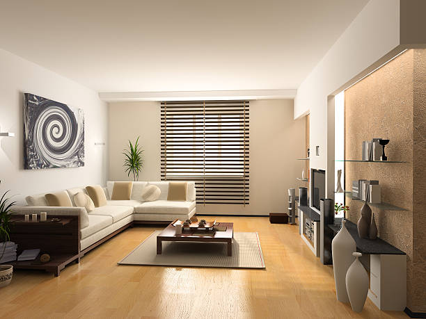 istock Modern sleek living room with minimal decorations 144810331