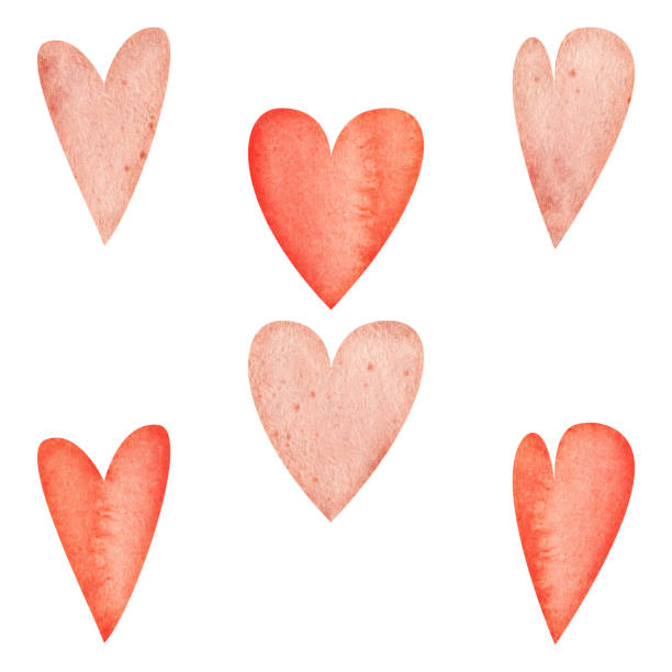 istock Watercolor hand drawn set of objects, textured red, pink and purple hearts for Valentine's day. Isolated on white background. Design for paper, love, greeting cards, textile, print, wallpaper, wedding 1448103730