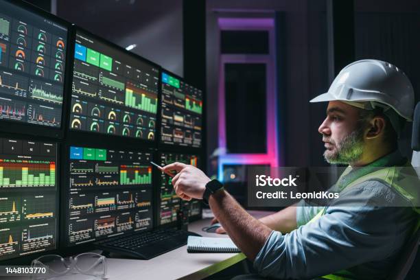 Main Engineer Operator And Computer Screens With Modern Following ...