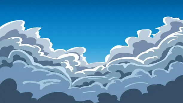 Vector illustration of Blue sky with clouds vector illustration background