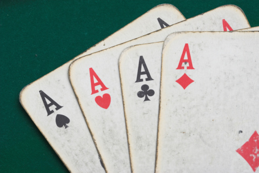playing cards of four aces close up