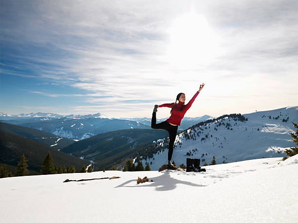 Woman doing yoga in nature.