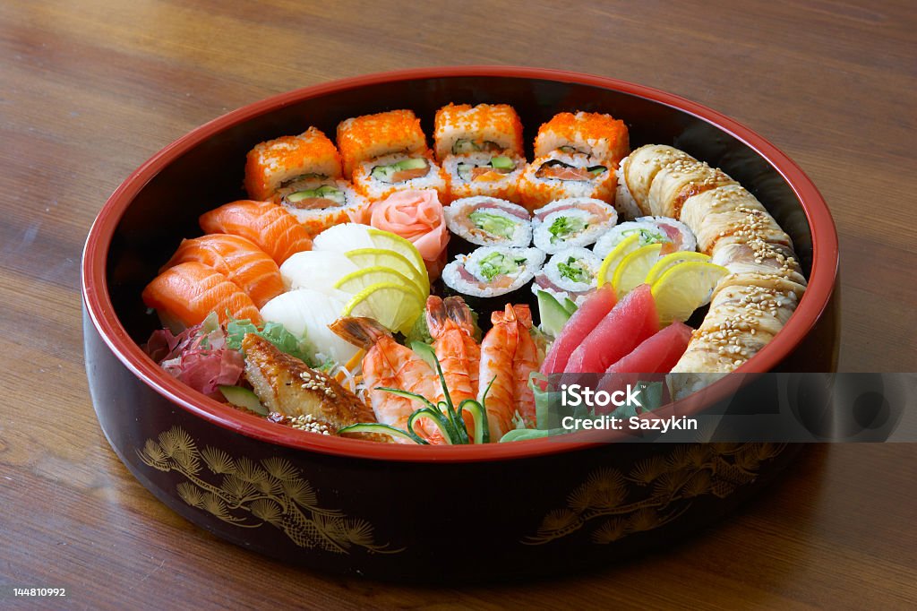 Sushi e rolos. - Royalty-free Abacate Foto de stock