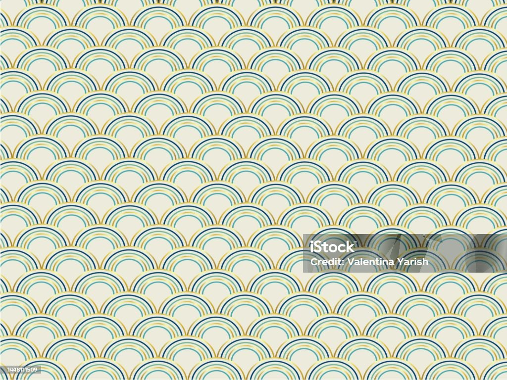 Pattern Seamless Geometric Waves Hemispheres Scales Stock Illustration ...