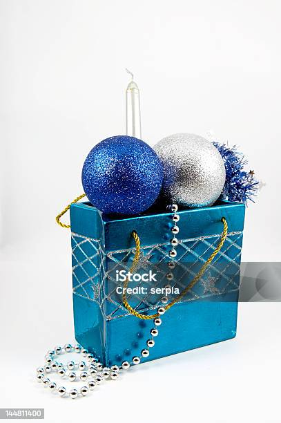 Bag With Adornments For Christmas Tree Isolated Stock Photo - Download Image Now - Bag, Christmas, White Background