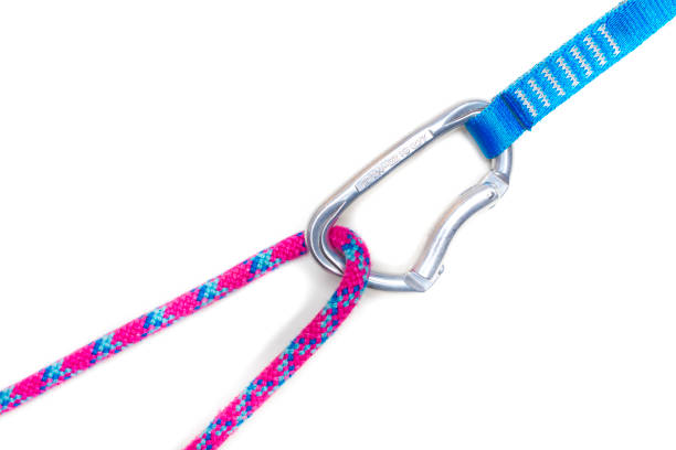 istock Rope with knot in carabiner with quickdraw 1448115900