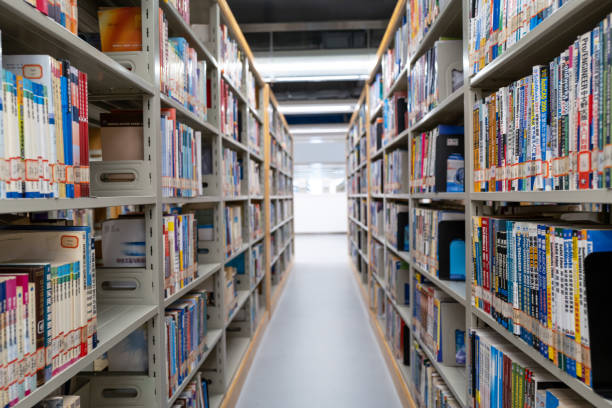 istock Bookshelves in the university library 1448116531
