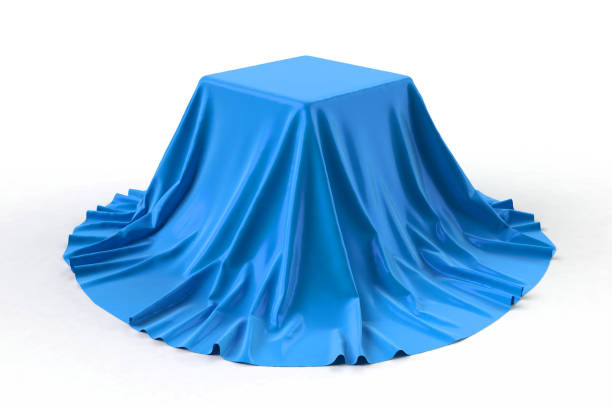 Box covered with blue fabric stock photo