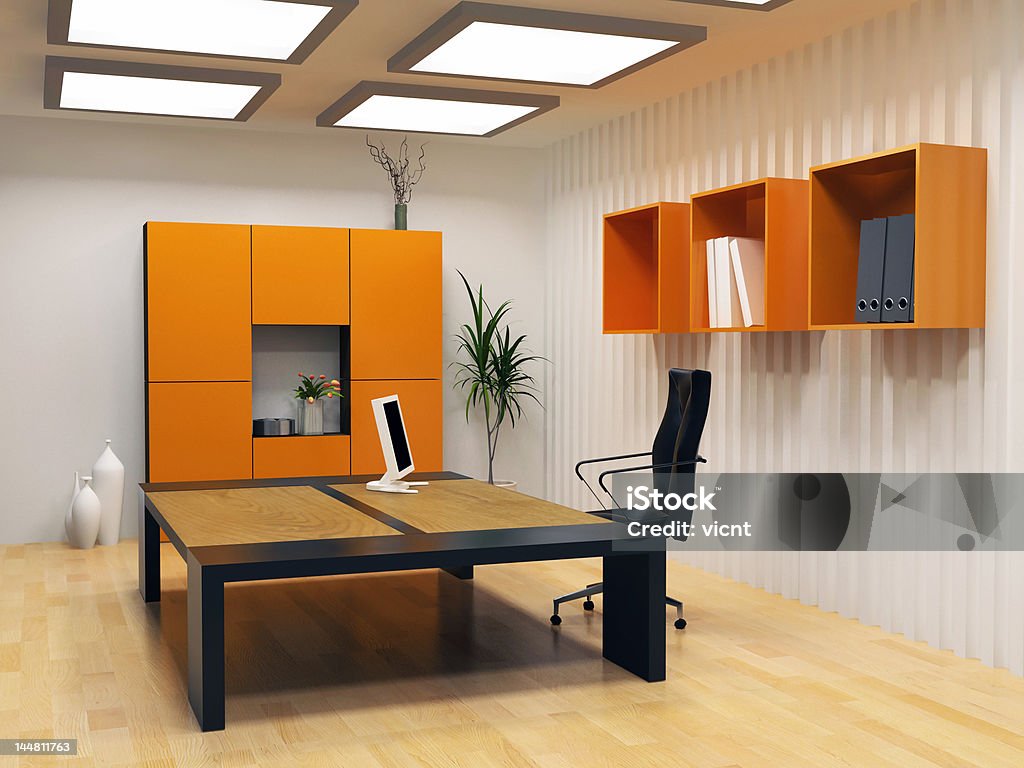 modern cabinet interior modern interior design of cabinet boss room(3D render) Business Stock Photo