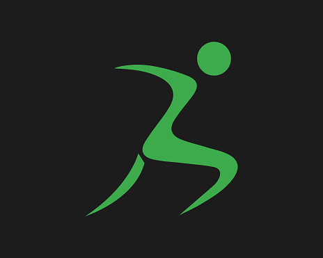 Modern Summer Sports Logo Symbol - Marathon Athlete Silhouette.