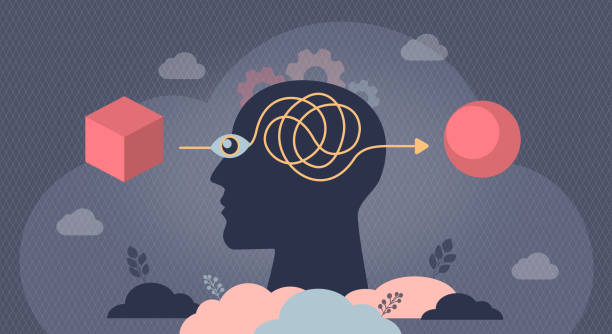 Cognitive Bias and Judgement Error - Conceptual Illustration Cognitive Bias and Judgement Error - Systematic Mental Pattern of Deviation from Norm or Rationality in Judgement - Conceptual Illustration sensory perception stock illustrations