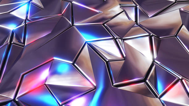 istock Abstract mosaic background, silver metal polygons, triangle shapes purple blue metallic wallpaper 1448121228
