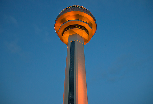Atakule Tower Shopping Mall in Night Time from Capital City Ankara