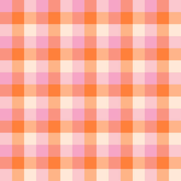 оранжевый checker_4.12.22 - gingham pattern stock illustrations