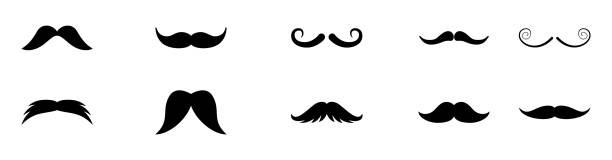 ilustrações de stock, clip art, desenhos animados e ícones de set of mustaches icons.vector illustration - costume mustache child disguise