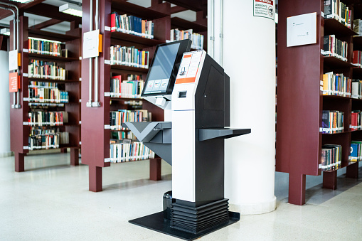 Self checkout machine in the library