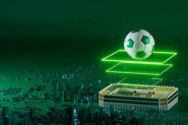 istock 3d football object design. realistic rendering. abstract futuristic background. 3d illustration. motion geometry concept. sport competition graphic. tournament game bet content. soccer ball element. 1448123177