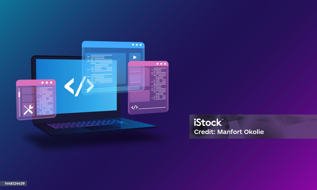 Webentwicklung Programmierung Und Codetesting Uikonzept Mit Laptop Mit ...
