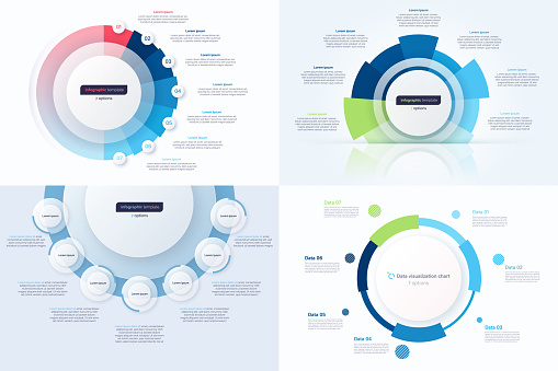 Seven option circle infographic design templates. Vector illustration.