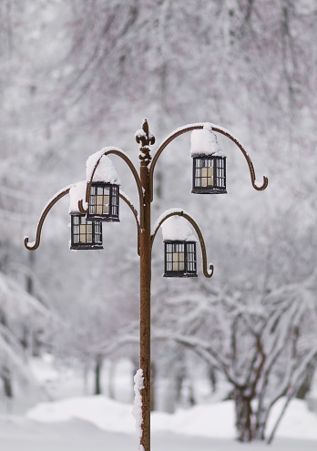 Modern street lantern at winter.