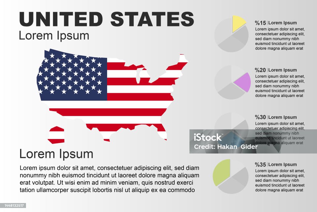 America Graph Chart America Infographic General Use Vector Template With Pie Chart Stock ...