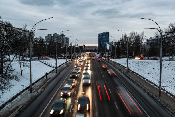 istock Road traffic in the Kyiv city. 1448134380
