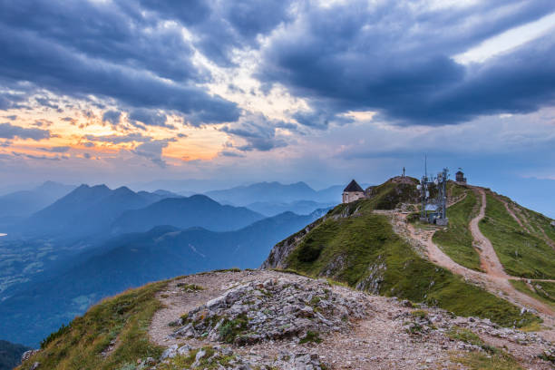 A beautiful mountain landscape at the Dobratsch in Austria with a chapel and hiking trails A beautiful mountain landscape at the Dobratsch in Austria with a chapel and hiking trails villach stock pictures, royalty-free photos & images