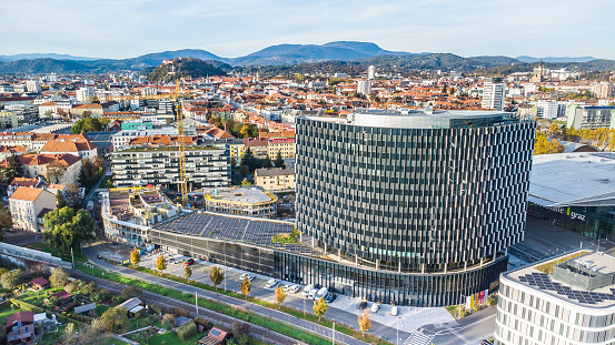 New office buildings around the Messe district in  the city of Graz, Austria