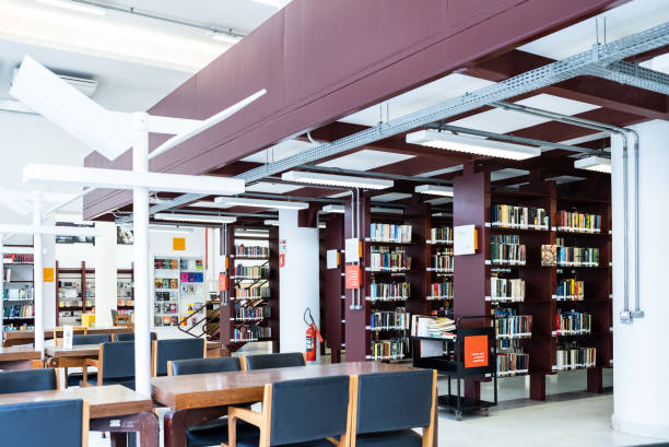 istock Library shelves and desks 1448141188
