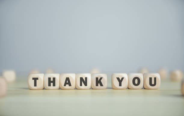 thank you message on wooden cube blocks