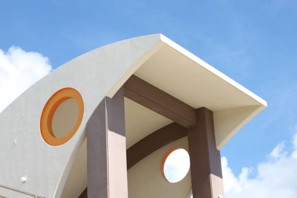 istock Architectural Roof in White and Orange and Brown 1448145287