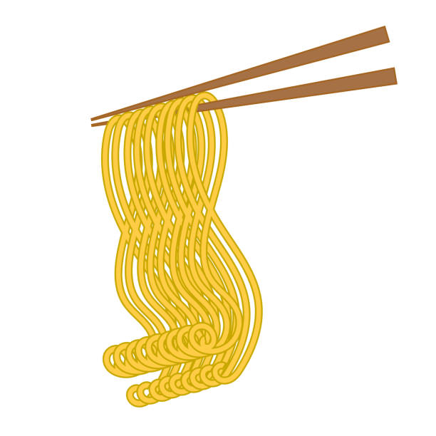 istock Asian food noodles with chopsticks raise noodles. Vector illustration 1448147203