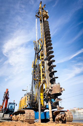Industrial drilling machine at the construction site